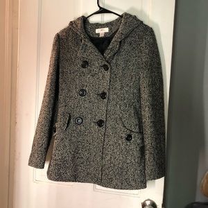 Grey pea coat with hood